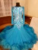 Новое платье St с боа,Chrisanne Clover Turquoise Paradise